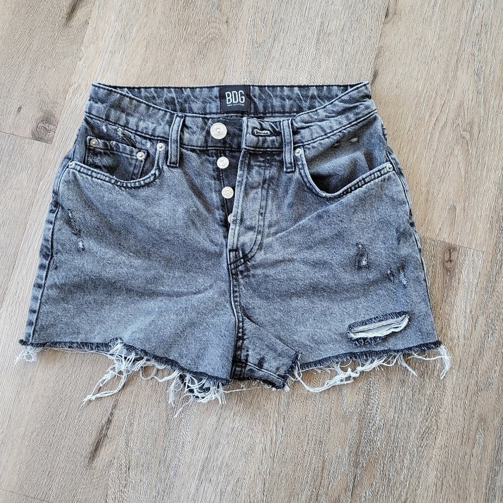 Urban Outfitters BDG Summer Cutoffs Distressed Gray/ Black Denim